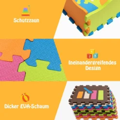 125-teilige Baby Spielmatte Baby EVA-Bodenmatte mit Zaun Puzzlematte 31,5 x 31,5 x 1 cm Bunt