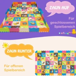 125-teilige Baby Spielmatte Baby EVA-Bodenmatte mit Zaun Puzzlematte 31,5 x 31,5 x 1 cm Bunt