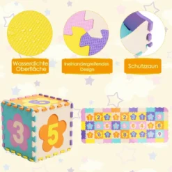 75-teilige Baby-Spielmatte Baby EVA-Bodenmatte Puzzlematte mit Zaun Bunt