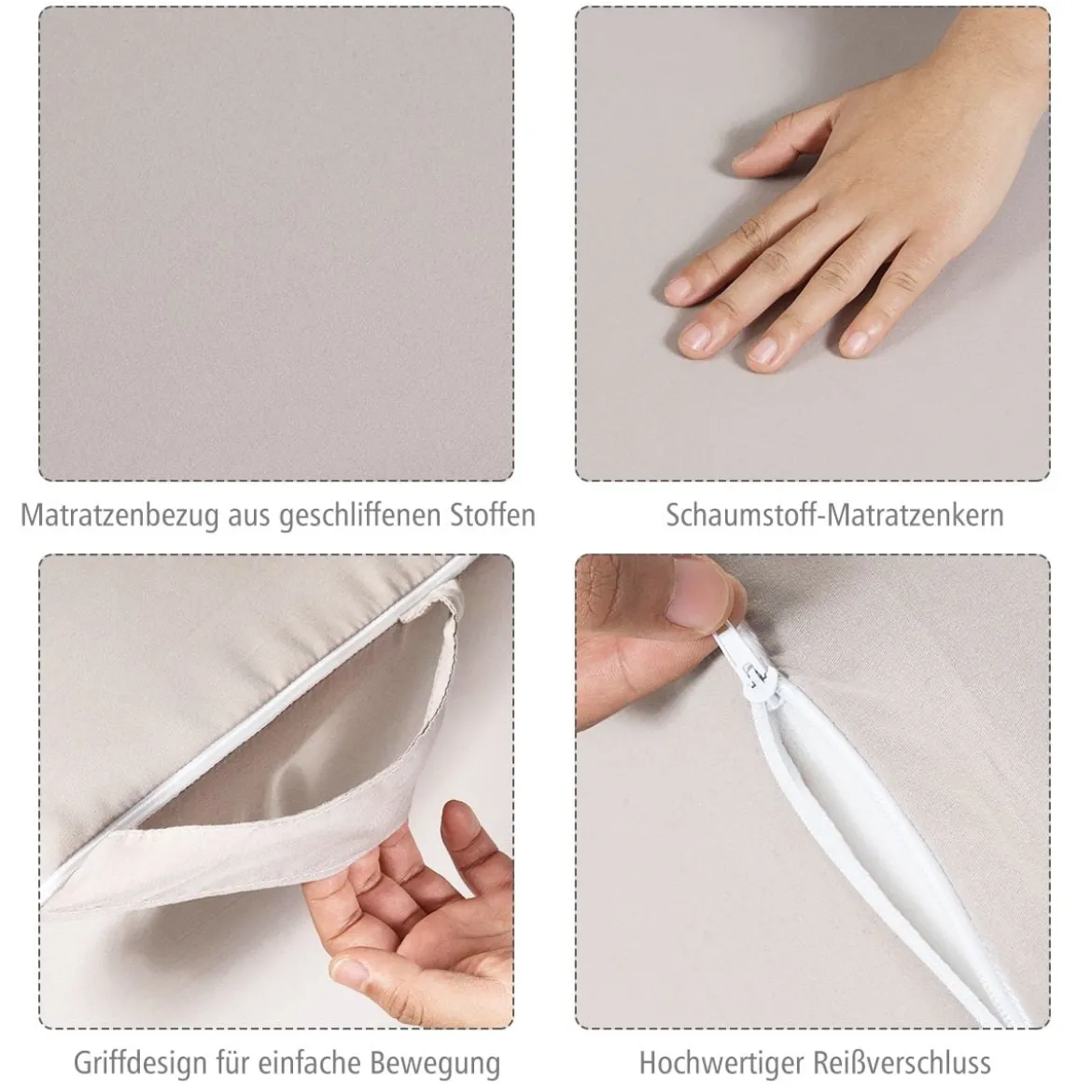3-teilige Faltmatratze Klappmatratze aus Schaumstoff Gästematratze klappbar 195 x 75 x 15cm Beige