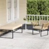 2-teilige Gartenmöbel Set Outdoor Liegestuhl mit Metallrahmen Kissen & Armlehnen aus Akazienholz Beige