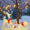 3-teilige LED Rentier Familie mit 230 LED-Lichtern Beleuchtetes Rentier Weihnachtsfigur