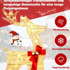 3-teilige LED Rentier Familie mit 230 LED-Lichtern Beleuchtetes Rentier Weihnachtsfigur
