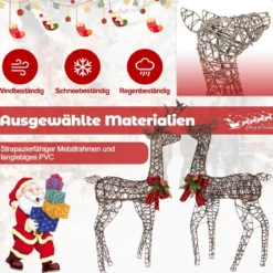 2-teilige LED Rentier Familie mit 200 LED-Lichtern Weihnachtsdeko Beleuchtetes Rentier