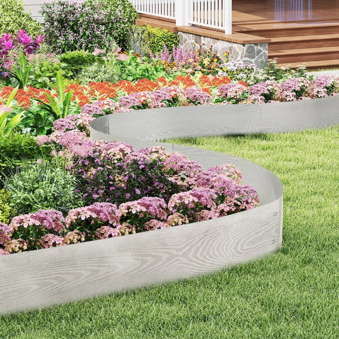 6-teilige Rasenkante aus Verzinkt Metall Mähkante Beetumrandung DIY Hochbeet Gartenbeet 110 x 22 cm