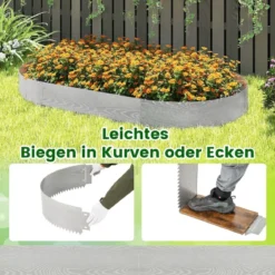 6-teilige Rasenkante aus Verzinkt Metall Mähkante Beetumrandung DIY Hochbeet Gartenbeet 110 x 22 cm