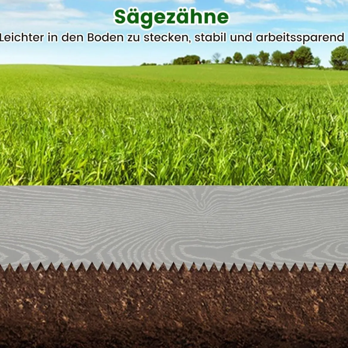 6-teilige Rasenkante aus Verzinkt Metall Mähkante Beetumrandung DIY Hochbeet Gartenbeet 110 x 22 cm