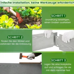 6-teilige Rasenkante Verzinkt Metall 6 M lang Beeteinfassung DIY Hochbeet Gartenbeet 110 x 20 cm