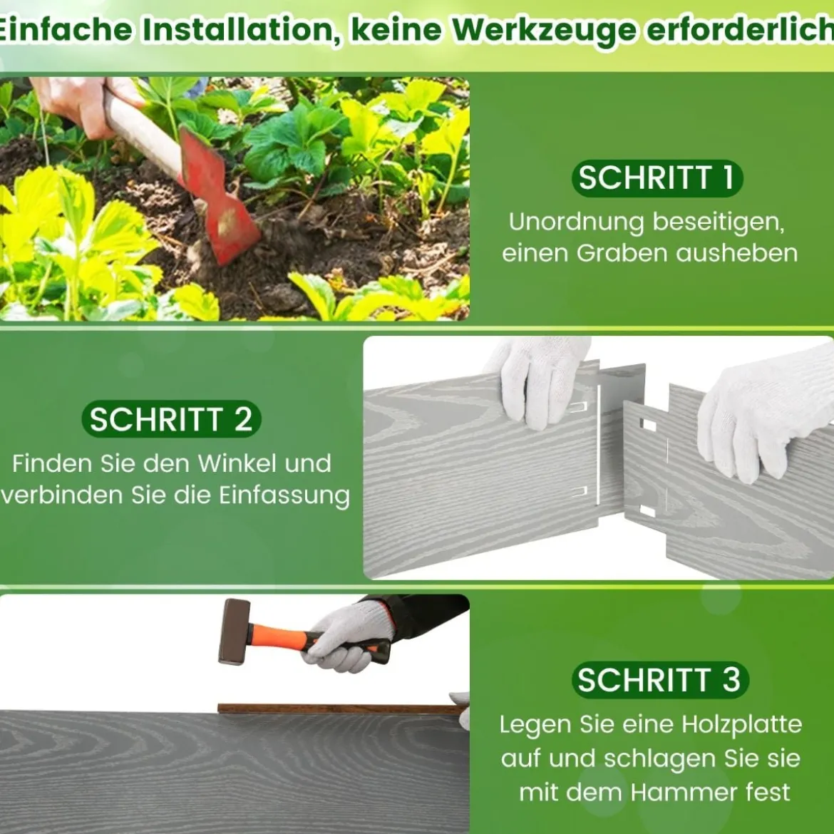6-teilige Rasenkante Verzinkt Metall 6 M lang Beeteinfassung DIY Hochbeet Gartenbeet 110 x 20 cm