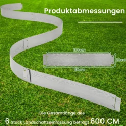 6-teilige Rasenkante Verzinkt Metall 6 M lang Beeteinfassung DIY Hochbeet Gartenbeet 110 x 20 cm