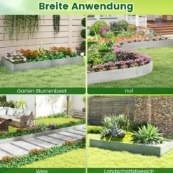 6-teilige Rasenkante Verzinkt Metall 6 M lang Beeteinfassung DIY Hochbeet Gartenbeet 110 x 20 cm