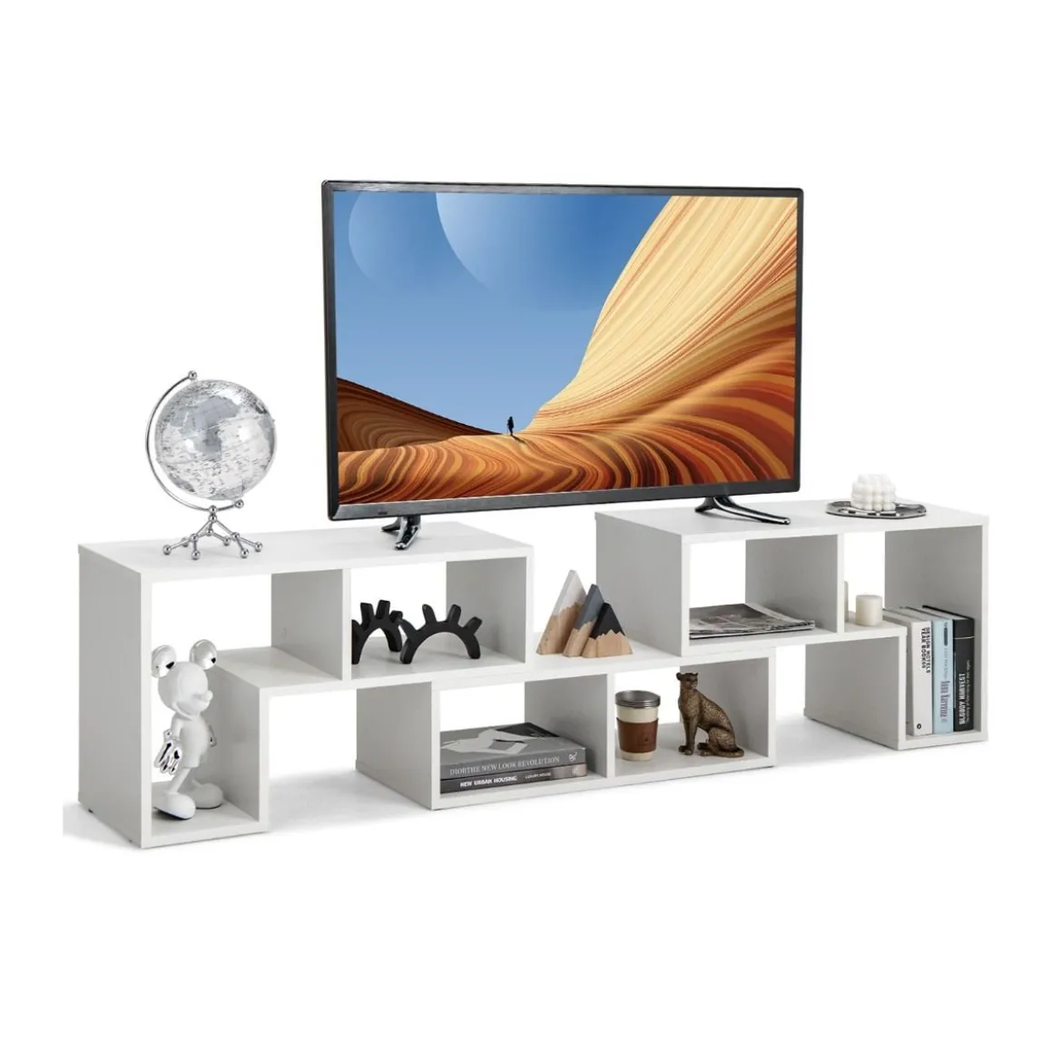 3-teiliger Fernsehschrank aus Holz für TVs bis zu 65" Frei Kombinierbarer Fernsehtisch