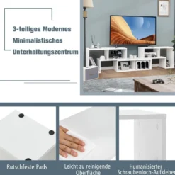 3-teiliger Fernsehschrank aus Holz für TVs bis zu 65