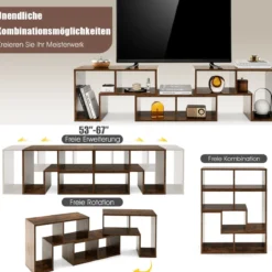 3-teiliger Fernsehschrank aus Holz für TVs bis zu 65