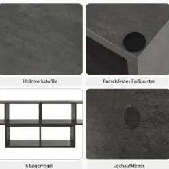 3-teiliger Fernsehschrank aus Holz für TVs bis zu 65