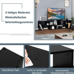 3-teiliger Fernsehschrank aus Holz für TVs bis zu 65