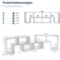 3-teiliger Fernsehschrank aus Holz für TVs bis zu 65