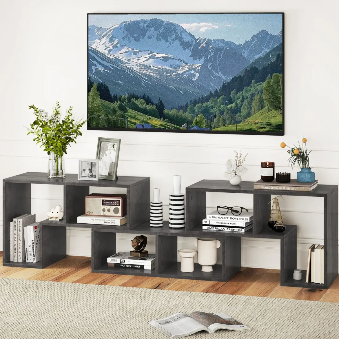 3-teiliger Fernsehschrank aus Holz für TVs bis zu 65" Frei Kombinierbarer Fernsehtisch