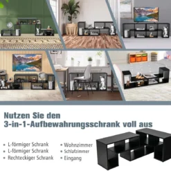 3-teiliger Fernsehschrank aus Holz für TVs bis zu 65