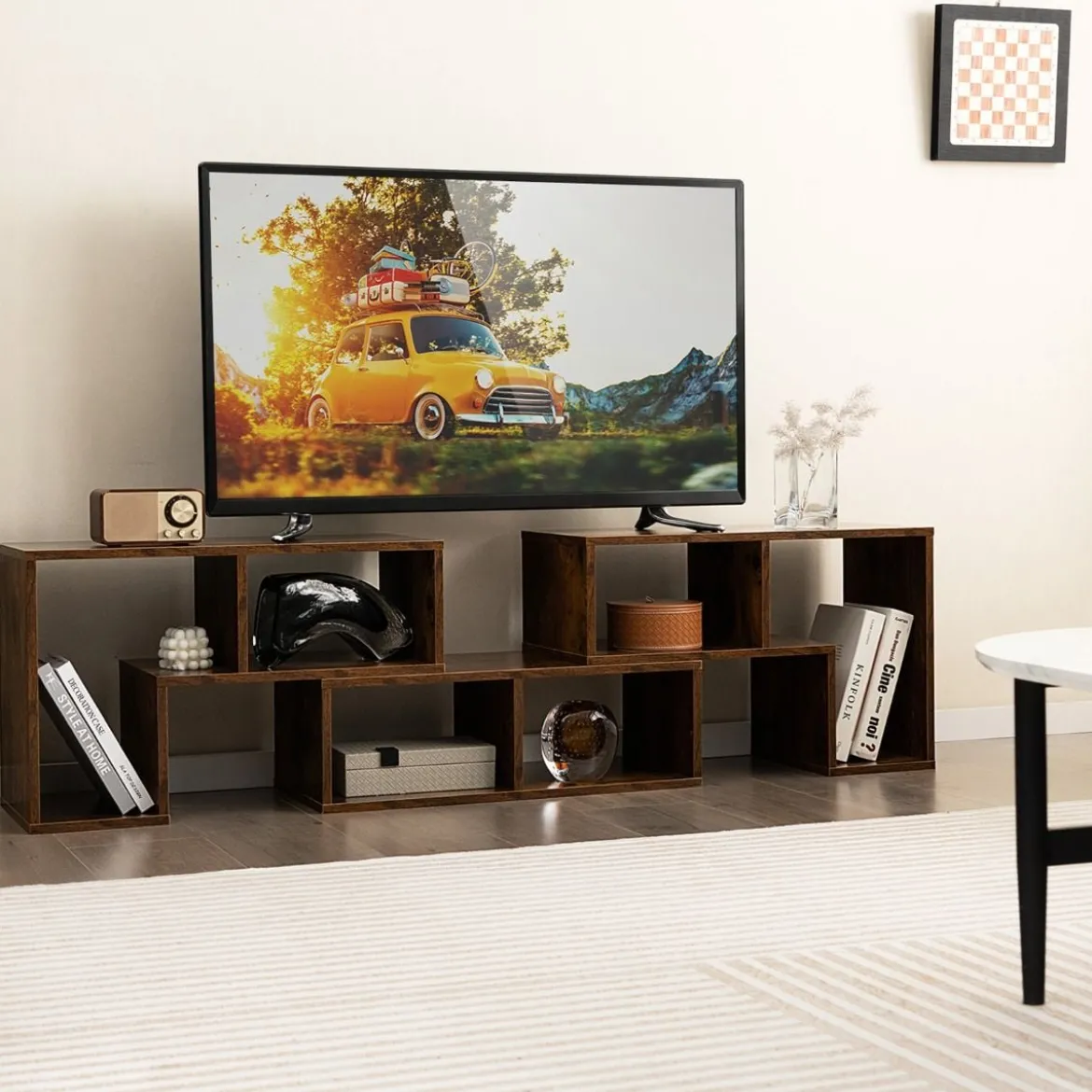 3-teiliger Fernsehschrank aus Holz für TVs bis zu 65" Frei Kombinierbarer Fernsehtisch