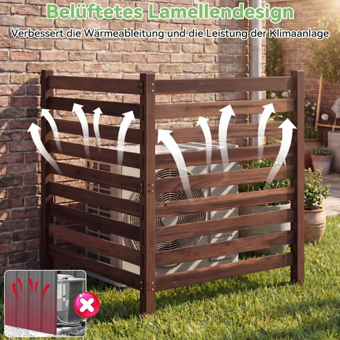 2-teiliger Gartenzaun mit Holzpfählen Sichtschutzzaun Dekorativer Steckzaun Braun