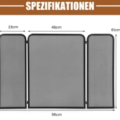 3-teiliger Kaminschutz Funkenschutz aus schmiedeeisernem Metallgeflecht mit flexiblen Scharnieren