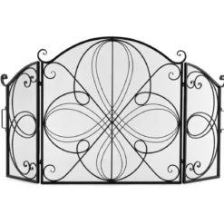 3-teiliger klappbarer Funkenschutz mit Blumenmuster dekorative Kaminbarriere aus Drahtgeflecht robuster 151 x 83 cm