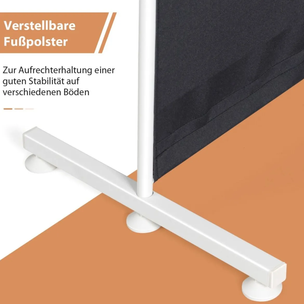 6-teiliger Raumteiler mit Langlebigen Scharnieren & Stahlstützbasis 300x180 cm Schwarz