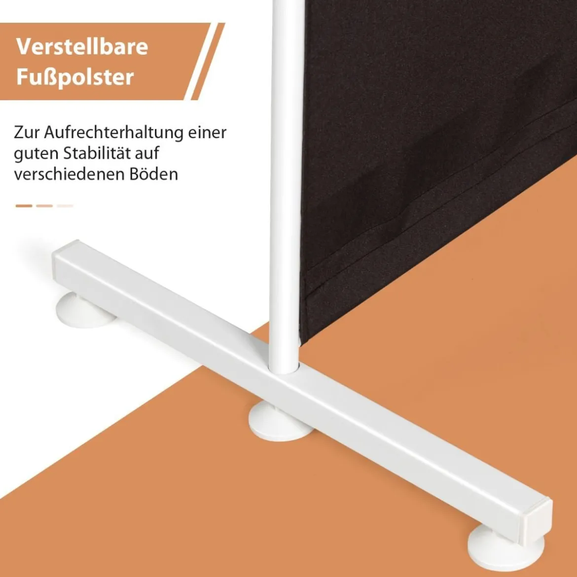 6-teiliger Raumteiler mit Langlebigen Scharnieren & Stahlstützbasis 300x180 cm Weiß