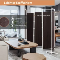6-teiliger Raumteiler mit Langlebigen Scharnieren & Stahlstützbasis 300x180 cm Weiß