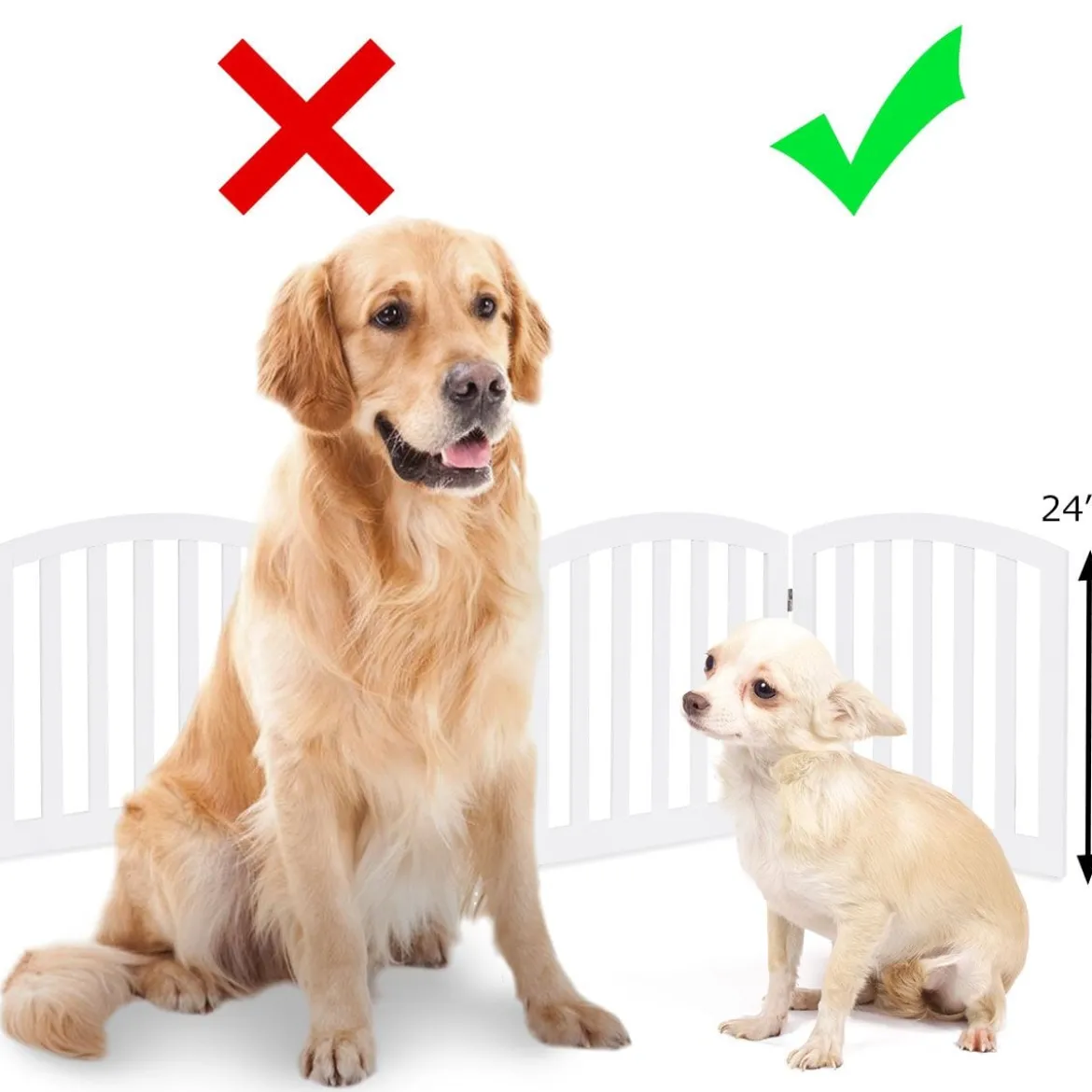 4-teiliges Absperrgitter für Hunde klappbarer Freistehender Schutzgitter Holz weiß