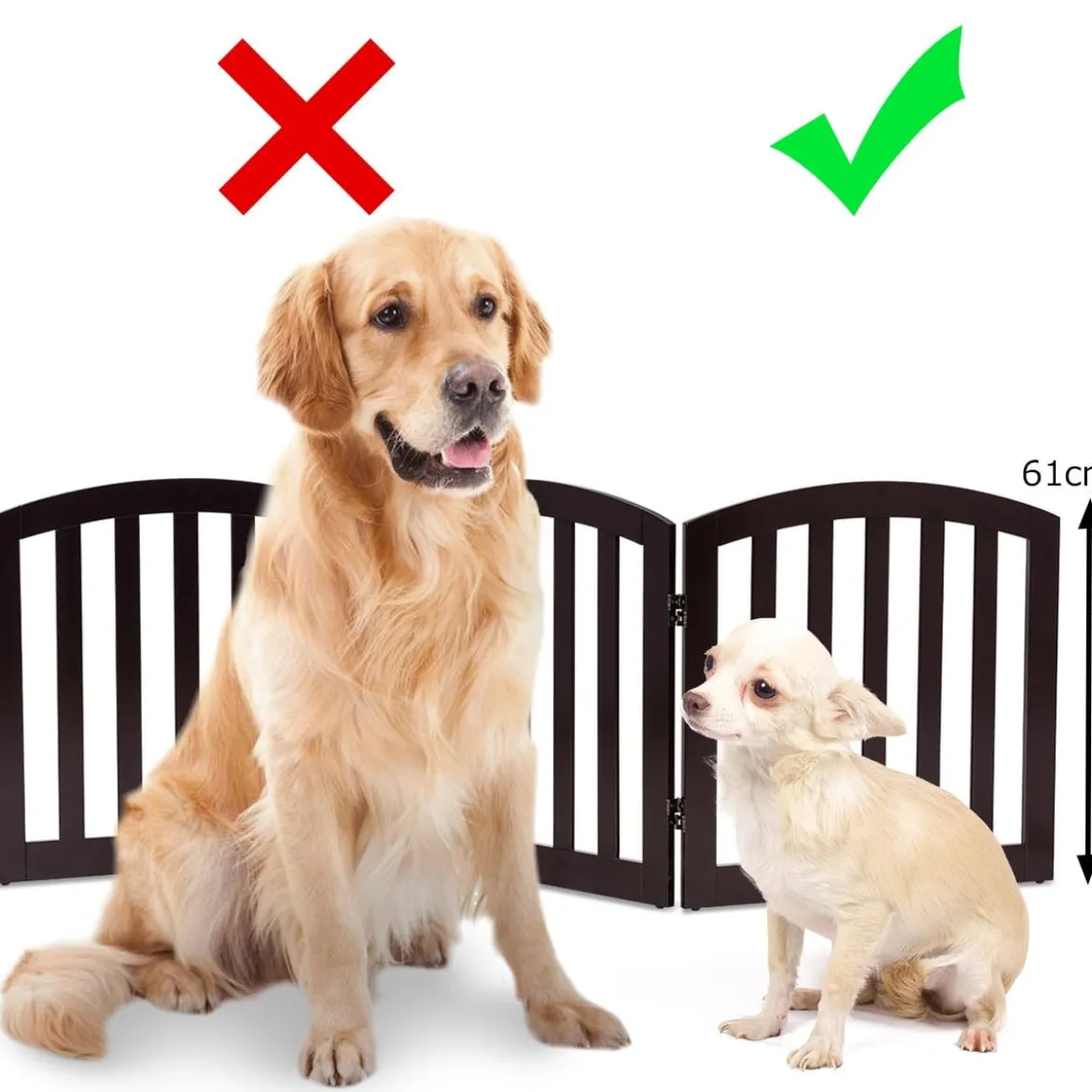 3 teiliges Absperrgitter Hunde Schutzgitter Holz klappbar Treppengitter Hundeabsperrgitter Braun