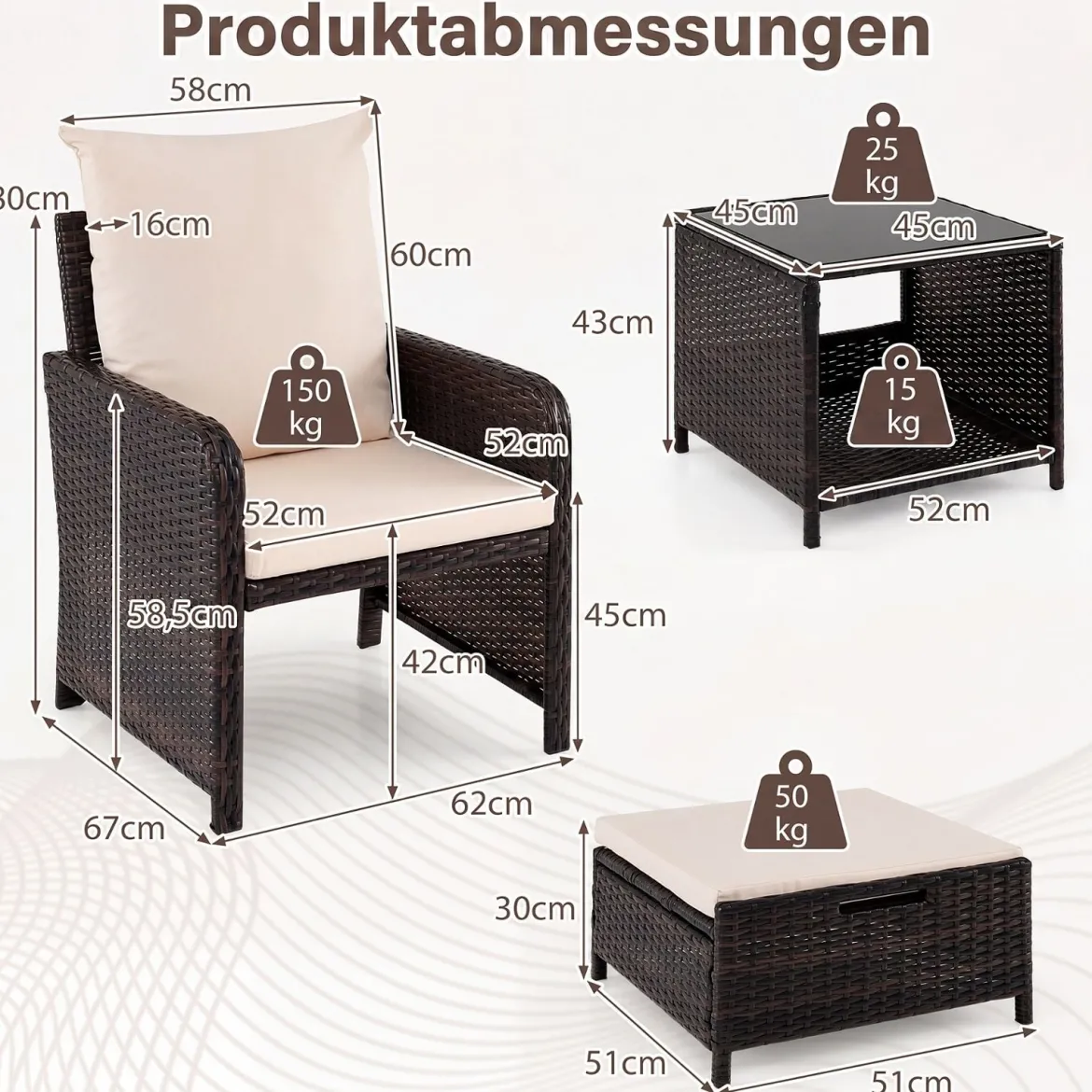 5-teiliges Balkonmöbel Set Gartenmöbel aus PE-Polyrattan Sitzgruppe für Garten