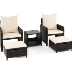 5-teiliges Balkonmöbel Set Gartenmöbel aus PE-Polyrattan Sitzgruppe für Garten