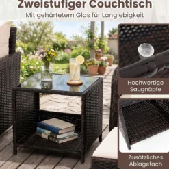 5-teiliges Balkonmöbel Set Gartenmöbel aus PE-Polyrattan Sitzgruppe für Garten