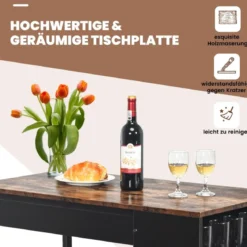 3-Teiliges Bartisch-Set Industrieller Tisch in Thekenhöhe & 2 Barhocker Vintagebraun