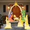 7-teiliges beleuchtetes Weihnachtskrippenset 15 m hohe vorbeleuchtete Heilige Familie und 3 Weise mit 310 warmweißen LED-Lichtern