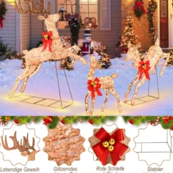 3-Teiliges Beleuchtetes Weihnachtsrentier Weihnachtsrentier-Familienset