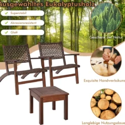 3-Teiliges Bistro-Set aus Eukalyptusholz für den Außenbereich Braun