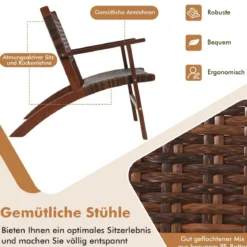 3-Teiliges Bistro-Set aus Eukalyptusholz für den Außenbereich Braun
