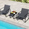 3-teiliges Bistro-Set für die Terrasse Outdoor-Stühle & Beistelltisch mit abnehmbaren Kissen Grau