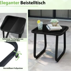 3-teiliges Bistro-Set für die Terrasse Outdoor-Stühle & Beistelltisch mit abnehmbaren Kissen Grau