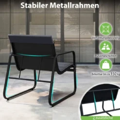 3-teiliges Bistro-Set für die Terrasse Outdoor-Stühle & Beistelltisch mit abnehmbaren Kissen Grau