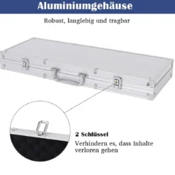 500-teiliges Casino Pokerset mit Chips & Spielkarten & Würfel & Händler-Chips & Tischtuch Silber