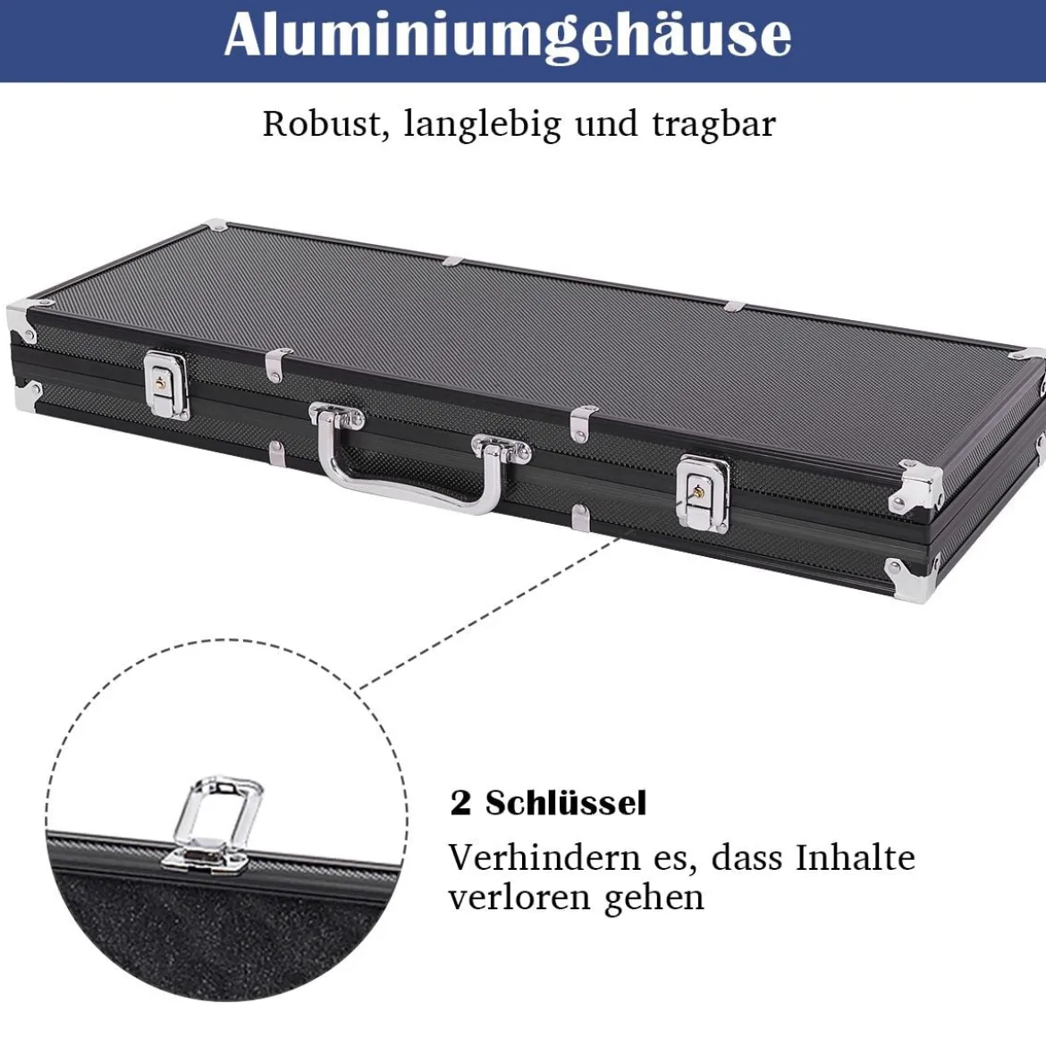 500-teiliges Casino Pokerset mit Chips & Spielkarten & Würfel & Händler-Chips & Tischtuch Schwarz