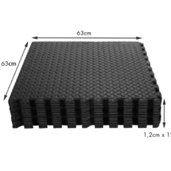 12-teilige Schutzmatte EVA Sportmatte mit Rand Bodenbelag Weichschaum-Puzzleteilmatte Schwarz