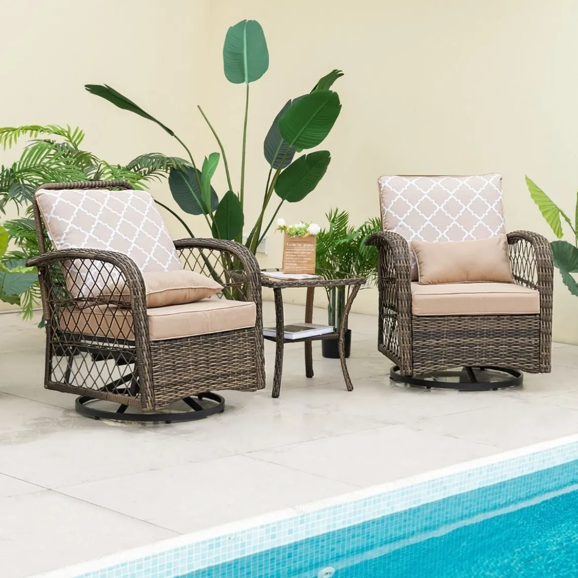 3-Teiliges Drehbares Gartenmöbel-Set für die Terrasse