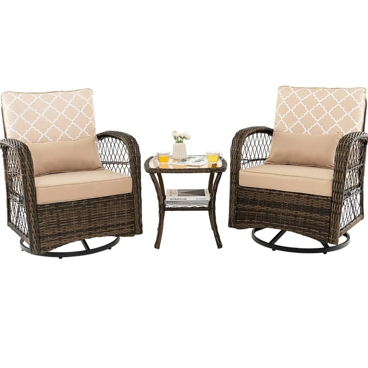 3-Teiliges Drehbares Gartenmöbel-Set für die Terrasse