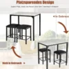 3 teiliges Esstisch Set Bartisch Set mit 2 Gepolsterten Barhockern Metallgestell Weiß