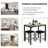 3 teiliges Esstisch Set Bartisch Set mit 2 Gepolsterten Barhockern Metallgestell Braun
